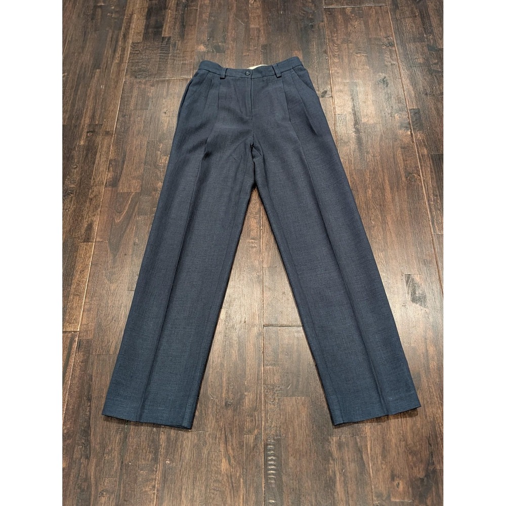 Vintage Liz Claiborne‎ Pants Womens 4 Navy Dress Pleated Front Straight Leg Work